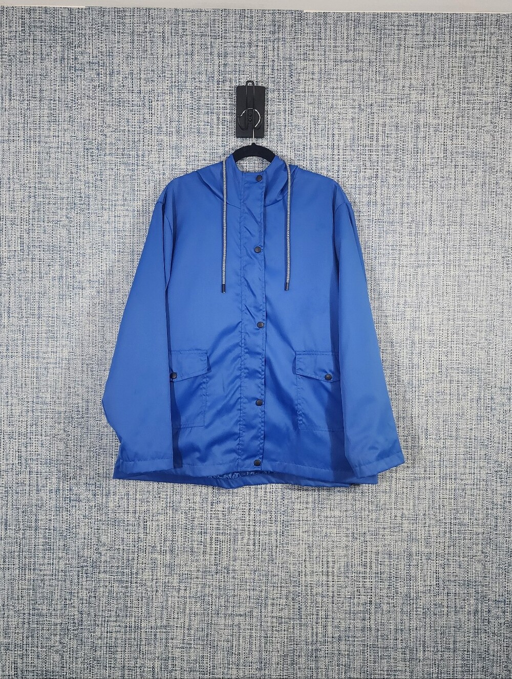 Unbranded Royal Blue Striped Hooded Rain Jacket Windbreaker Coat Women Sz XL
